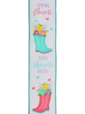 Spring rain boots wired ribbon 2.5”