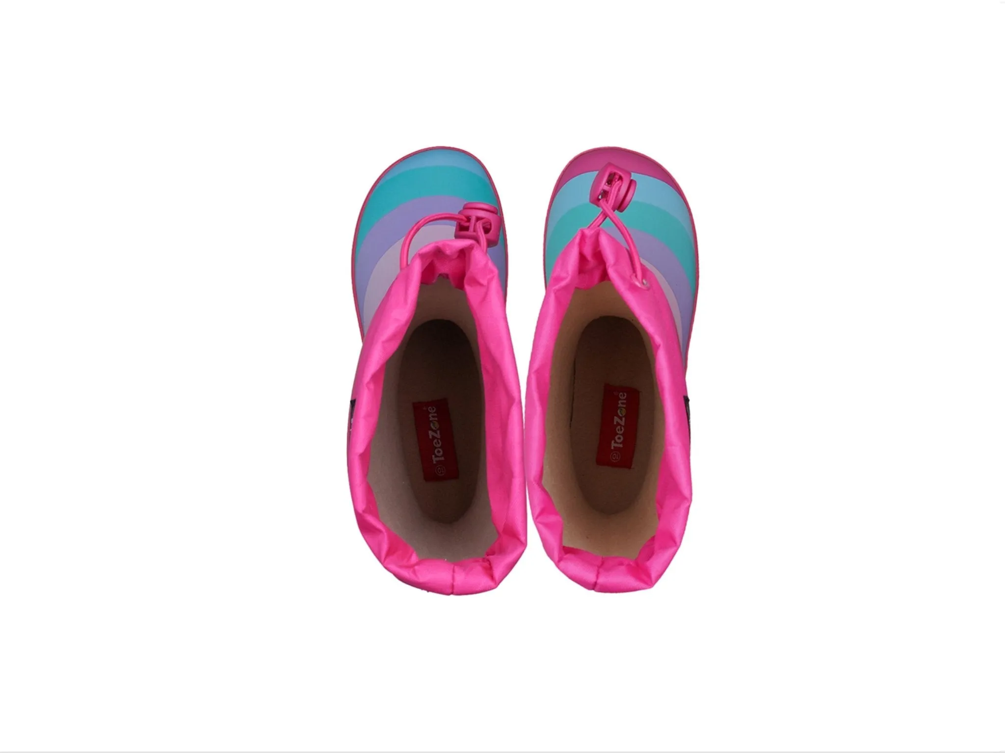 STRIPE Tie-Top Girls Colourful Rain Boots with Fastening