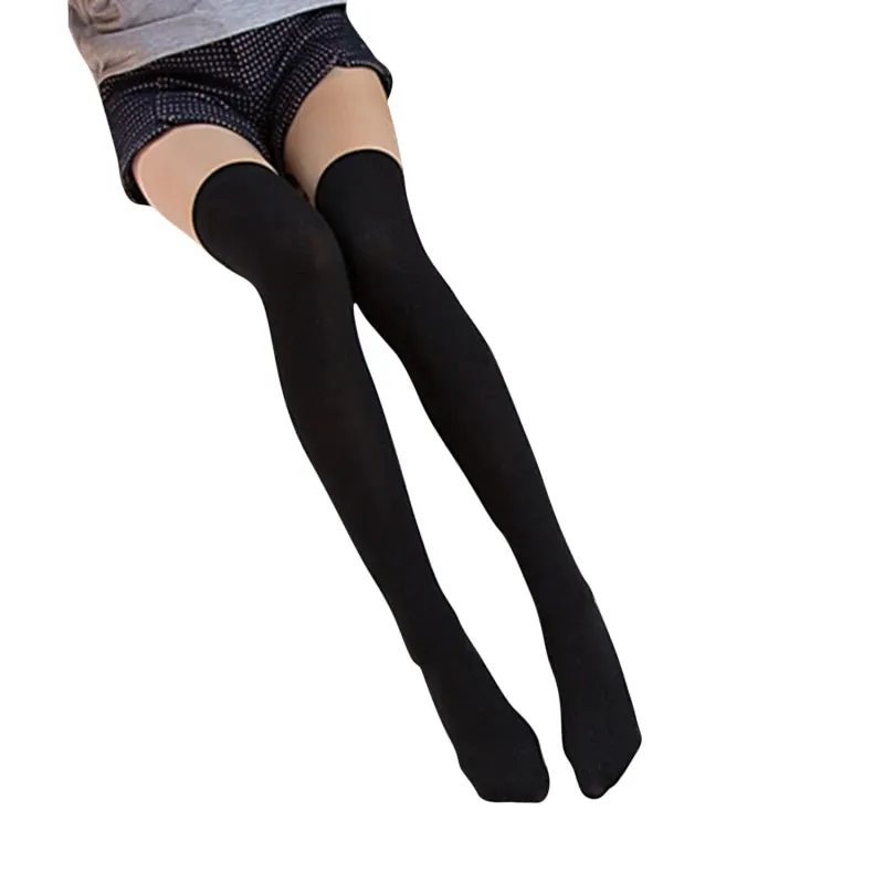 Striped Thigh-High Over Knee Nylon Socks