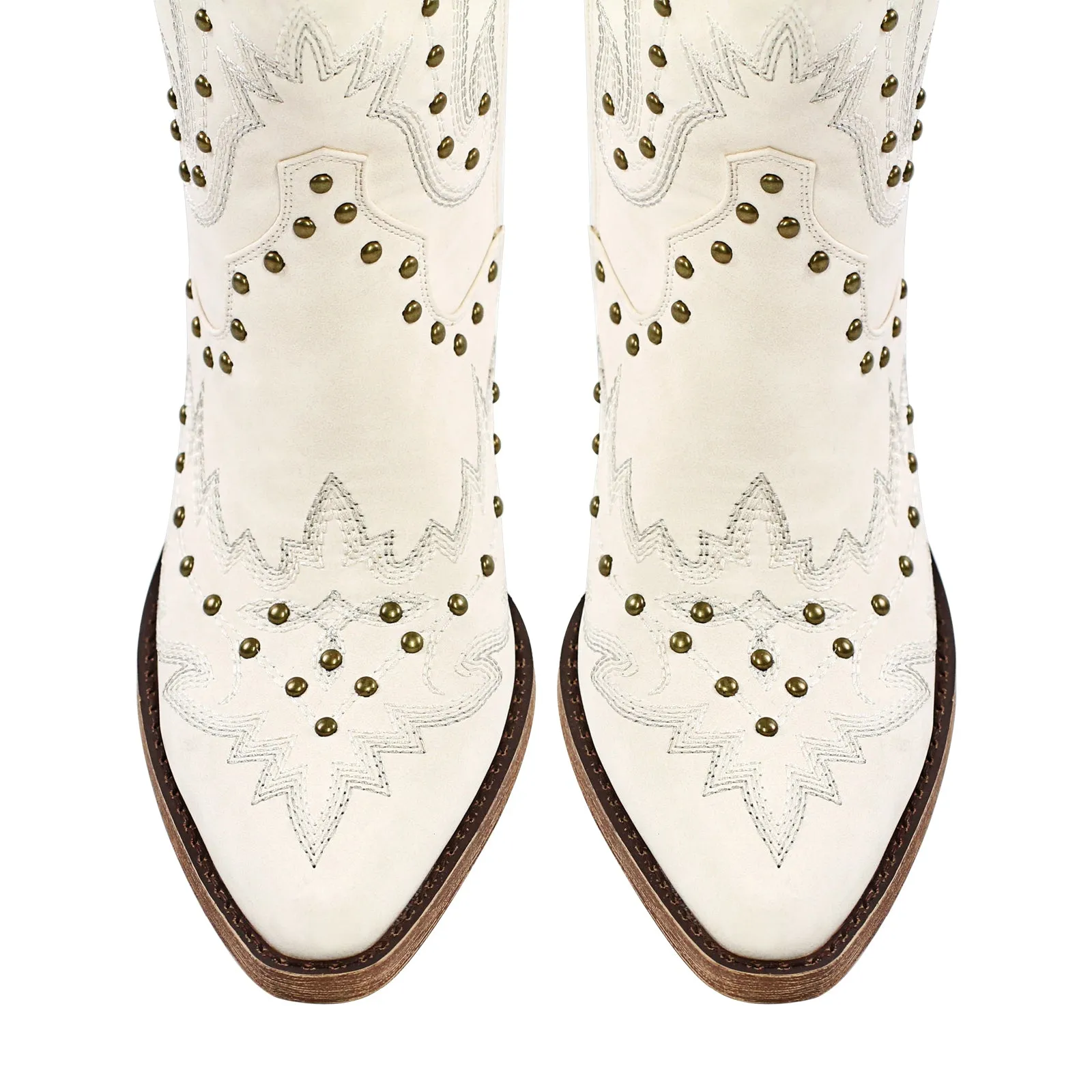Studded Embroidered Over The Knee Western Boots