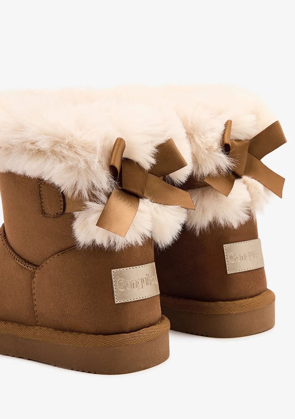 Tan Bow Fur Australian Boots