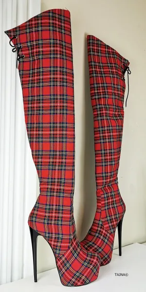 Tartan Thigh High Platform Boots
