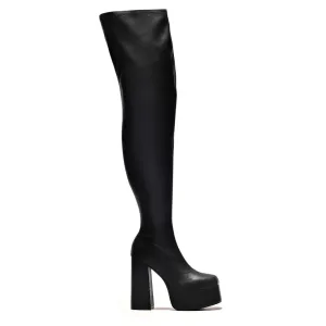 The Redemption Stretch Thigh High Boots-Black-Size 9-Clearance