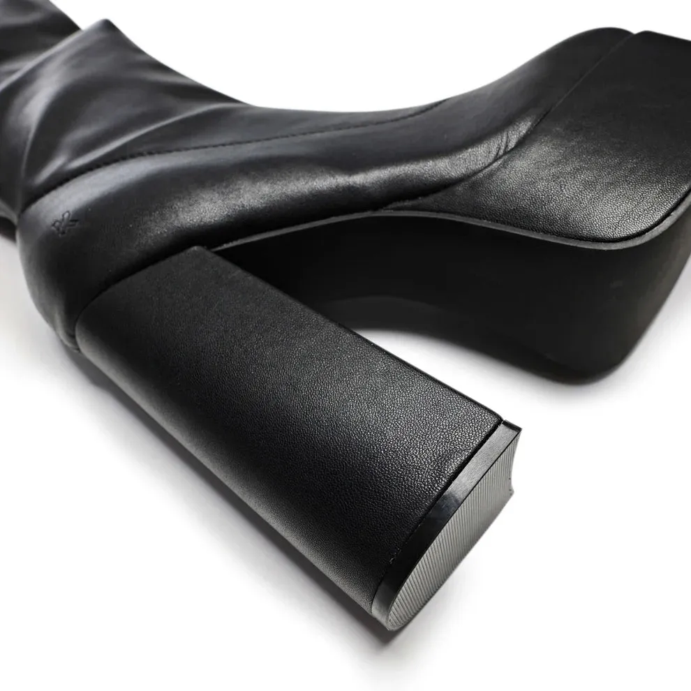 The Redemption Stretch Thigh High Boots-Black-Size 9-Clearance