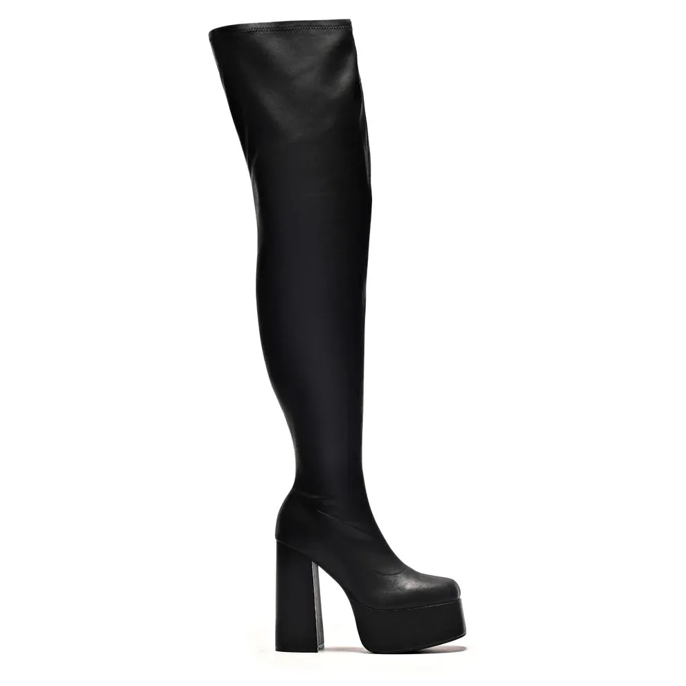 The Redemption Stretch Thigh High Boots-Black-Size 9-Clearance