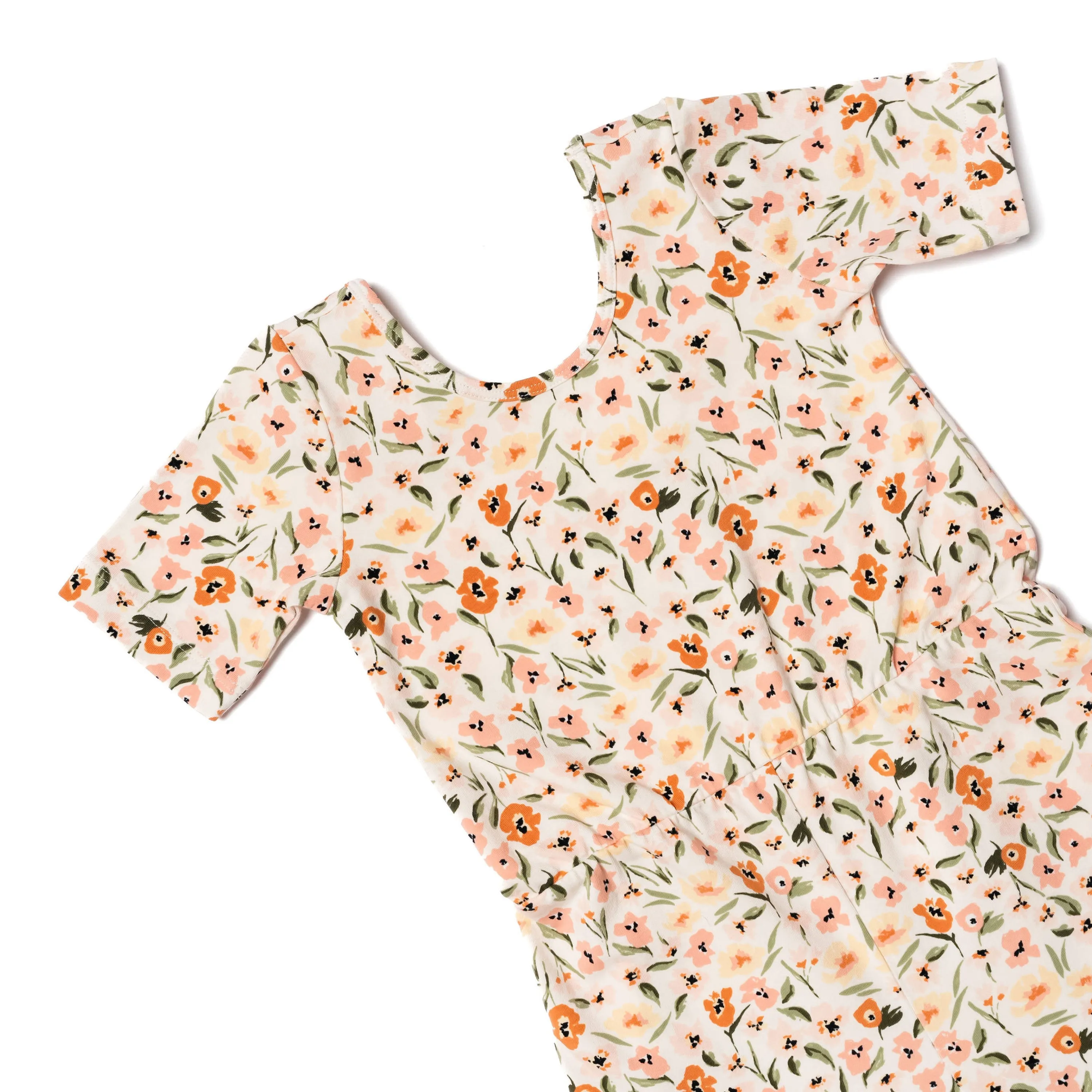 The Short Sleeve Wide Leg Jumpsuit in Peach Petal