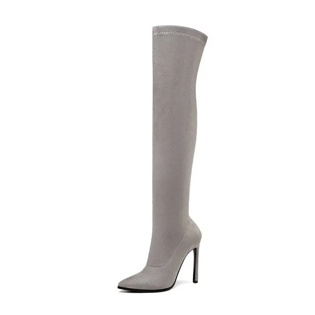 Thigh High Skinny Heel Boots