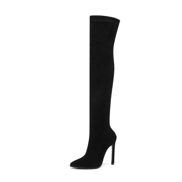 Thigh High Skinny Heel Boots