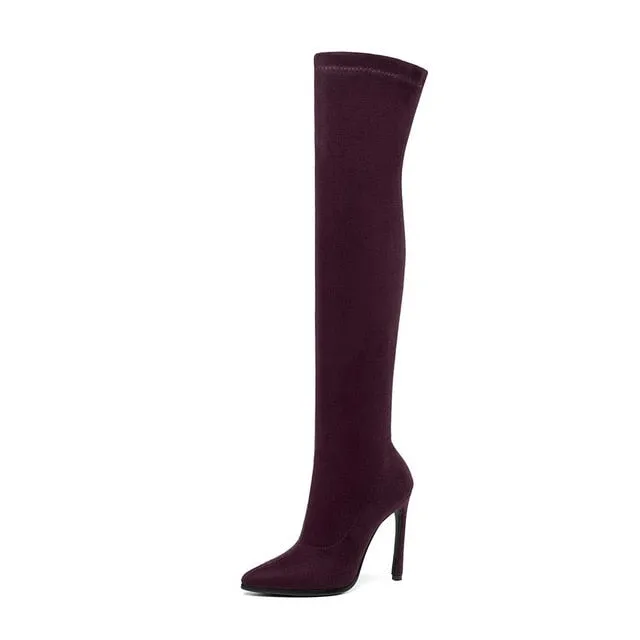 Thigh High Skinny Heel Boots