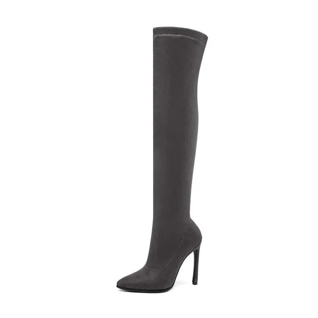 Thigh High Skinny Heel Boots