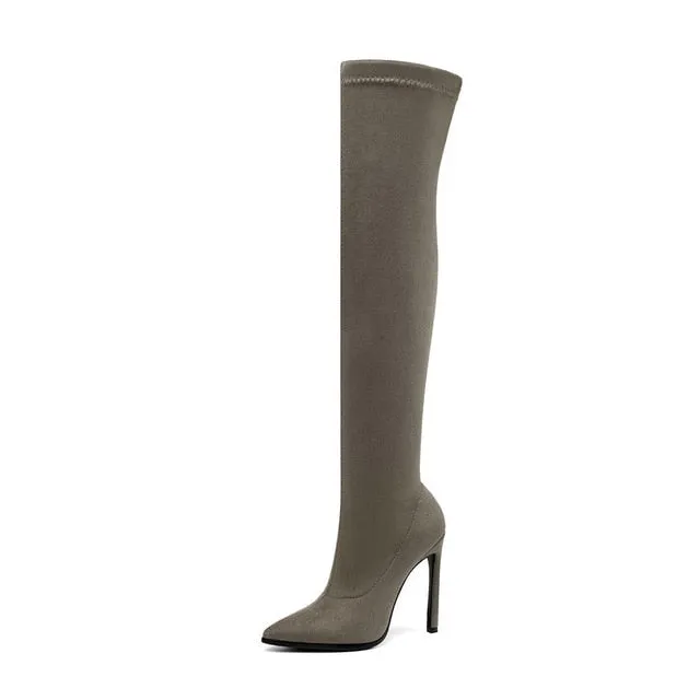 Thigh High Skinny Heel Boots