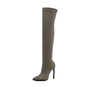 Thigh High Skinny Heel Boots