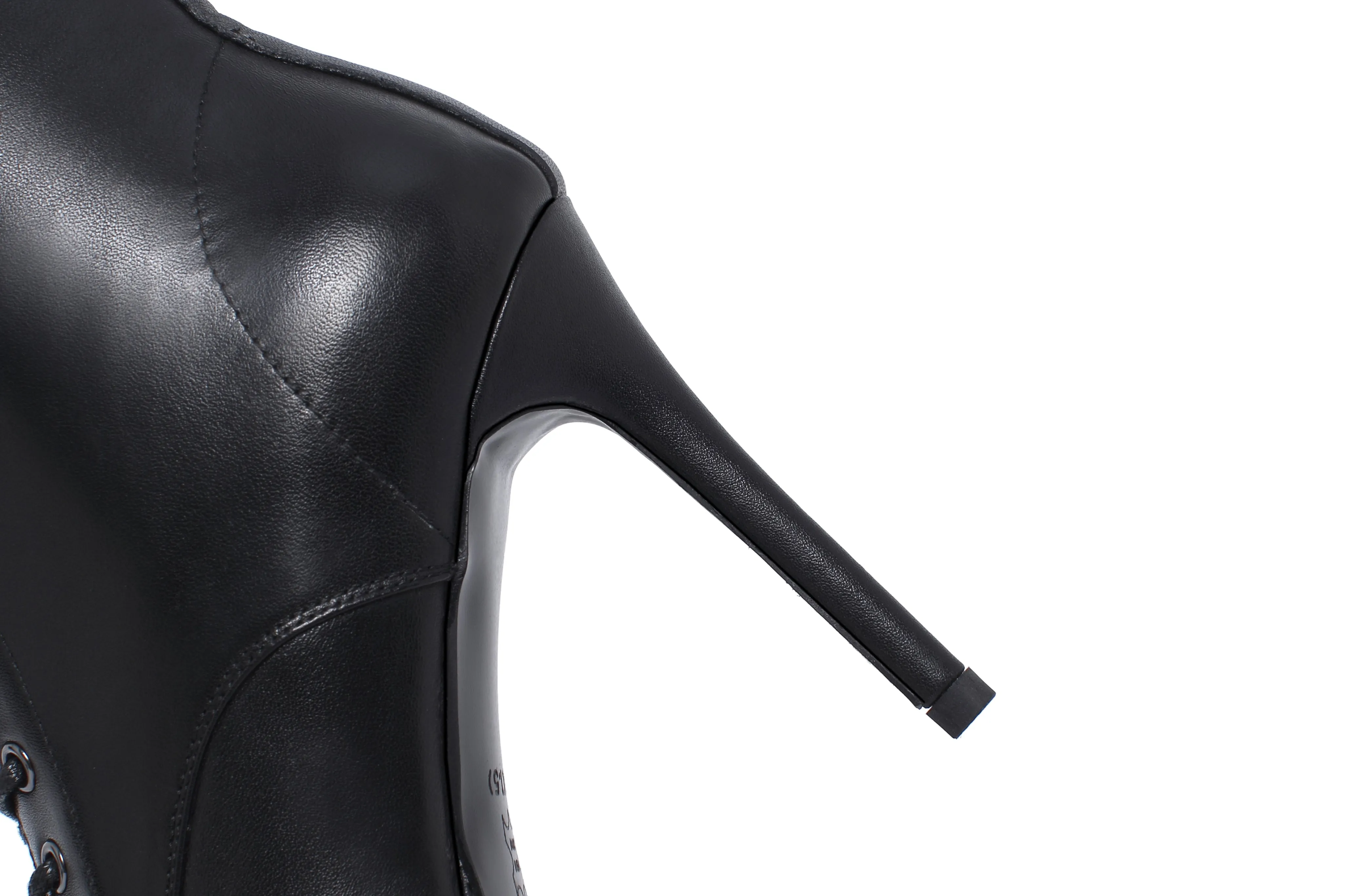 TinaCus Women's Genuine Leather Handmade Comfortable Stiletto High Heel Pointed Toe Zip Up Mid-Calf Boots with Buckle and Band