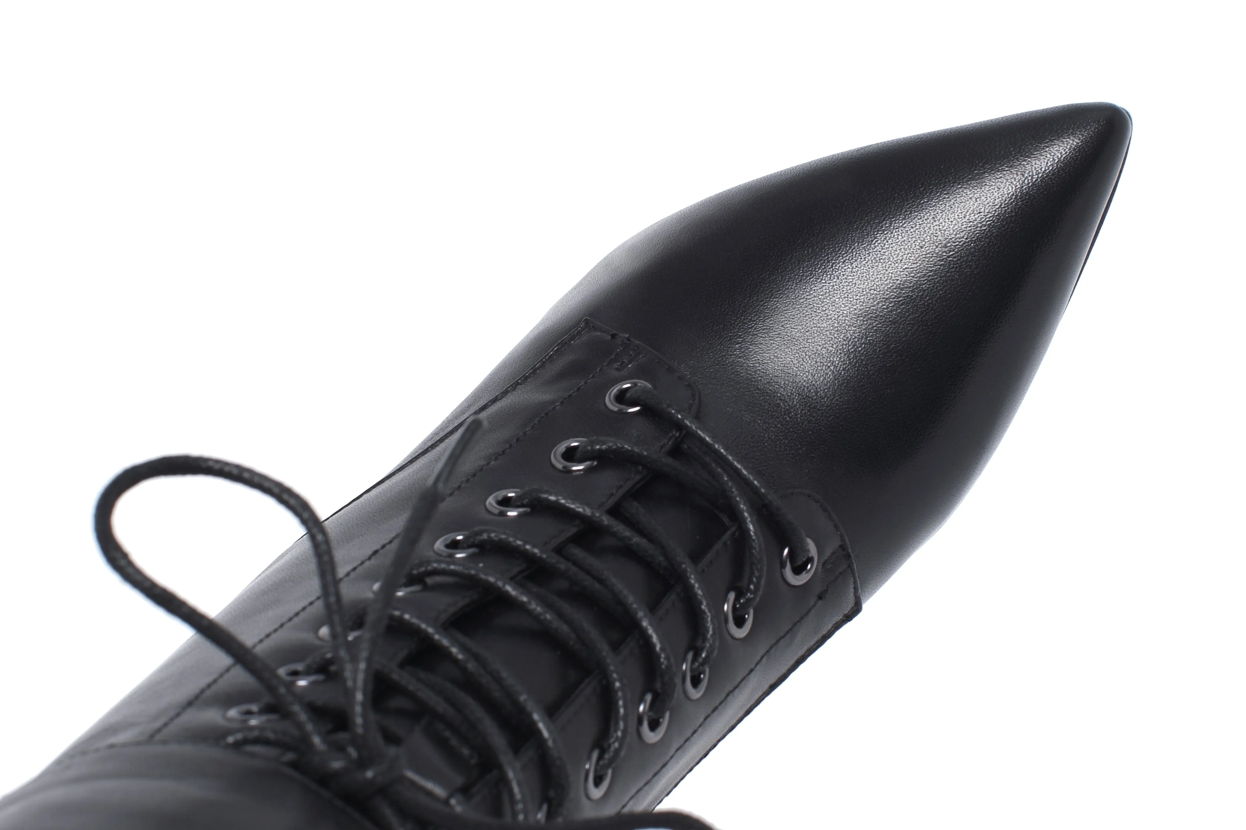 TinaCus Women's Genuine Leather Handmade Comfortable Stiletto High Heel Pointed Toe Zip Up Mid-Calf Boots with Buckle and Band