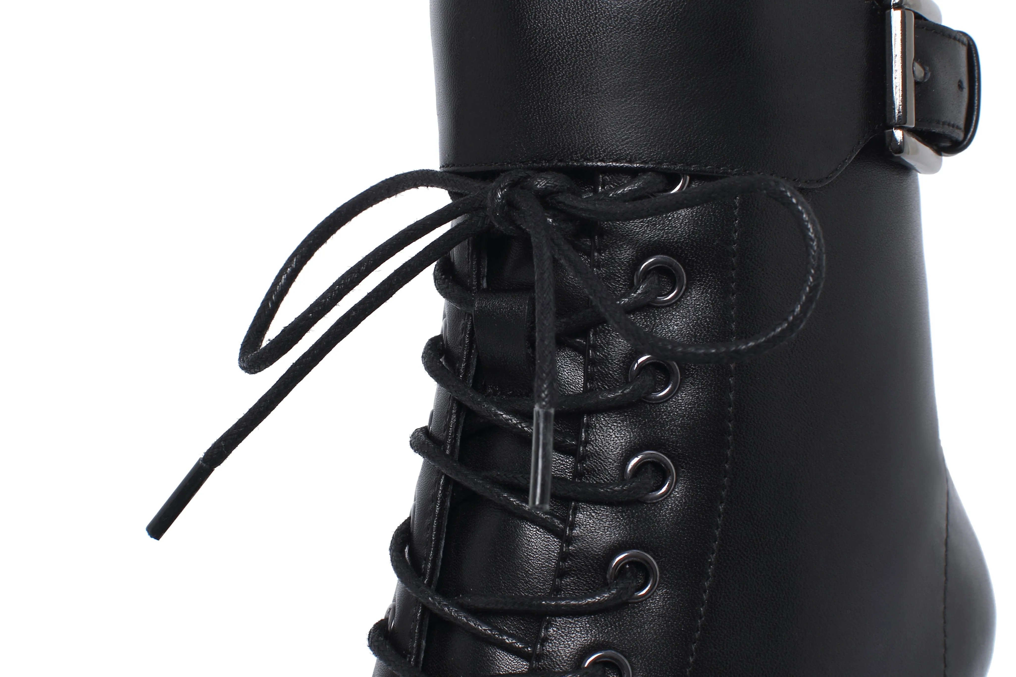 TinaCus Women's Genuine Leather Handmade Comfortable Stiletto High Heel Pointed Toe Zip Up Mid-Calf Boots with Buckle and Band
