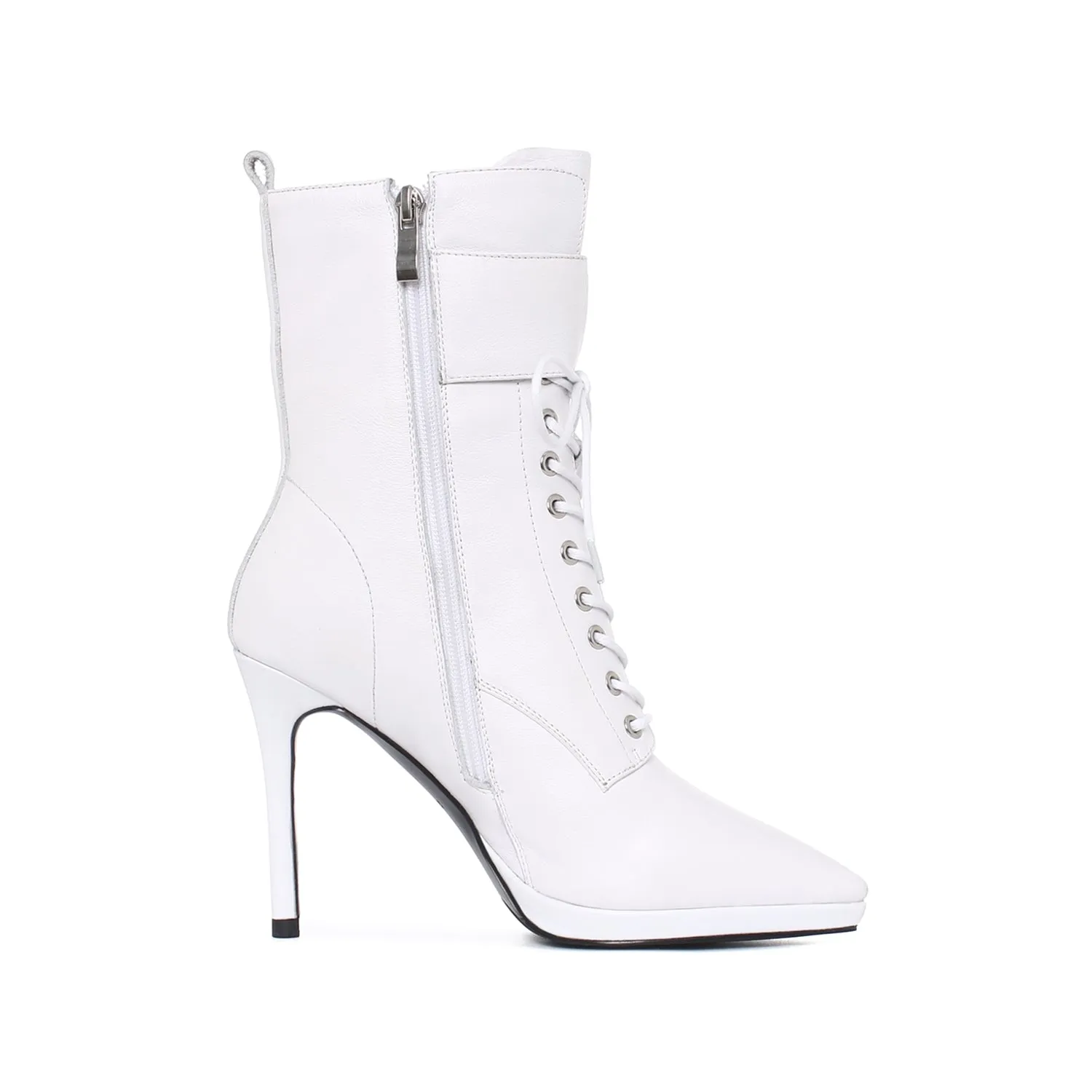 TinaCus Women's Genuine Leather Handmade Comfortable Stiletto High Heel Pointed Toe Zip Up Mid-Calf Boots with Buckle and Band