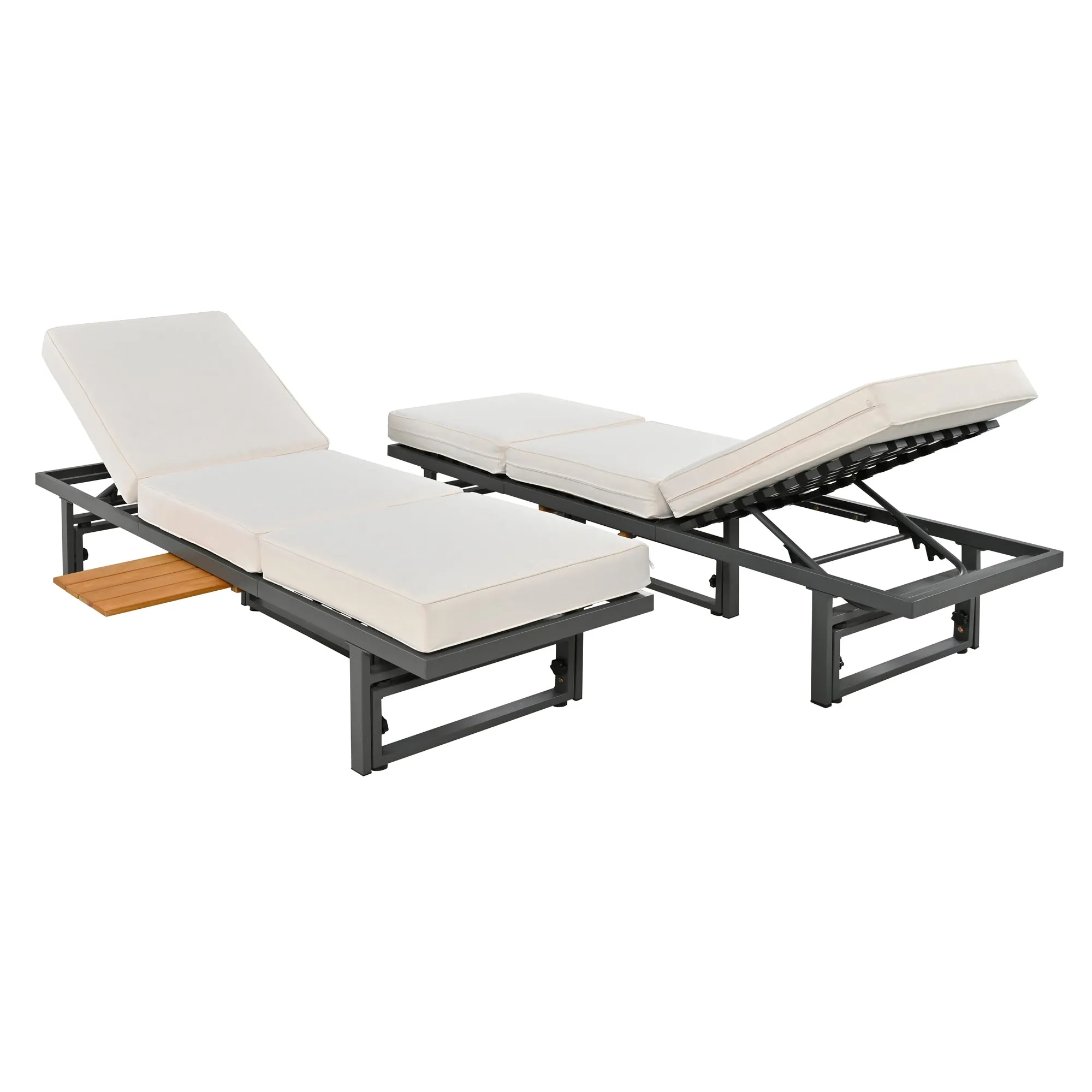TREXM 3-Piece Modern Multi-Functional Outdoor Sectional Sofa Set with Height-adjustable Seating and Coffee Table for Patio, Garden and Backyard (Beige)