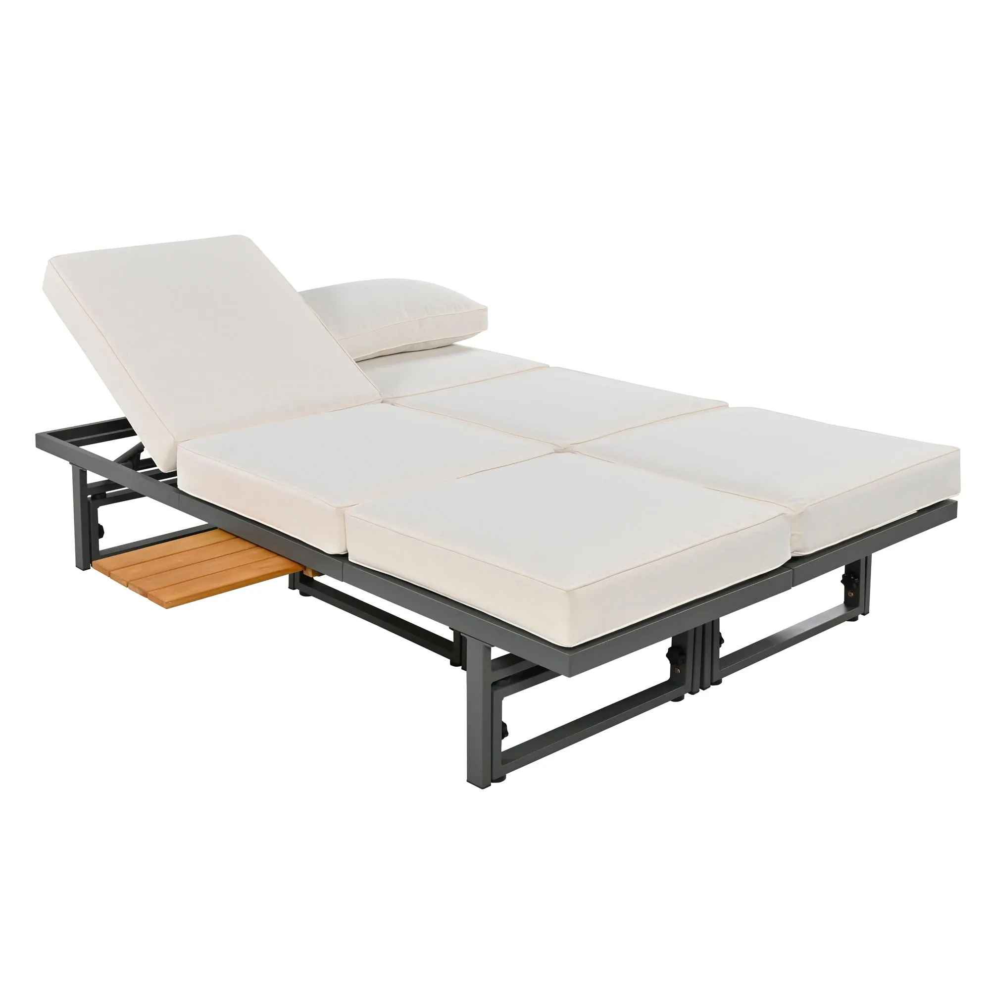 TREXM 3-Piece Modern Multi-Functional Outdoor Sectional Sofa Set with Height-adjustable Seating and Coffee Table for Patio, Garden and Backyard (Beige)