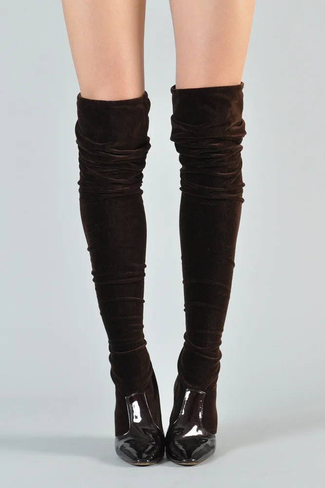 Valentino Velvet Stretch Thigh-High Boots