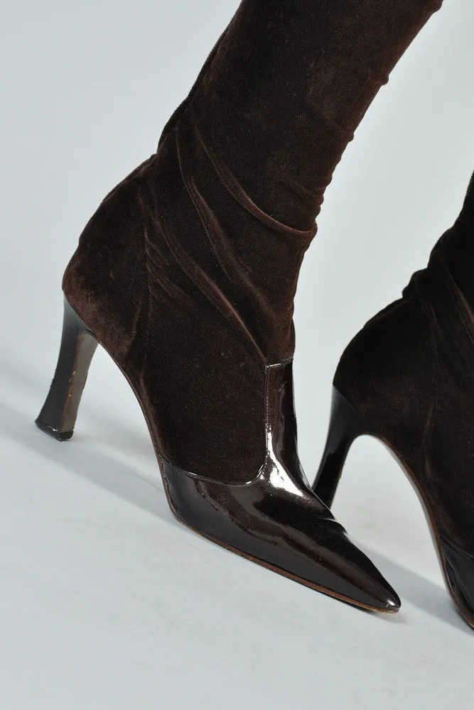 Valentino Velvet Stretch Thigh-High Boots