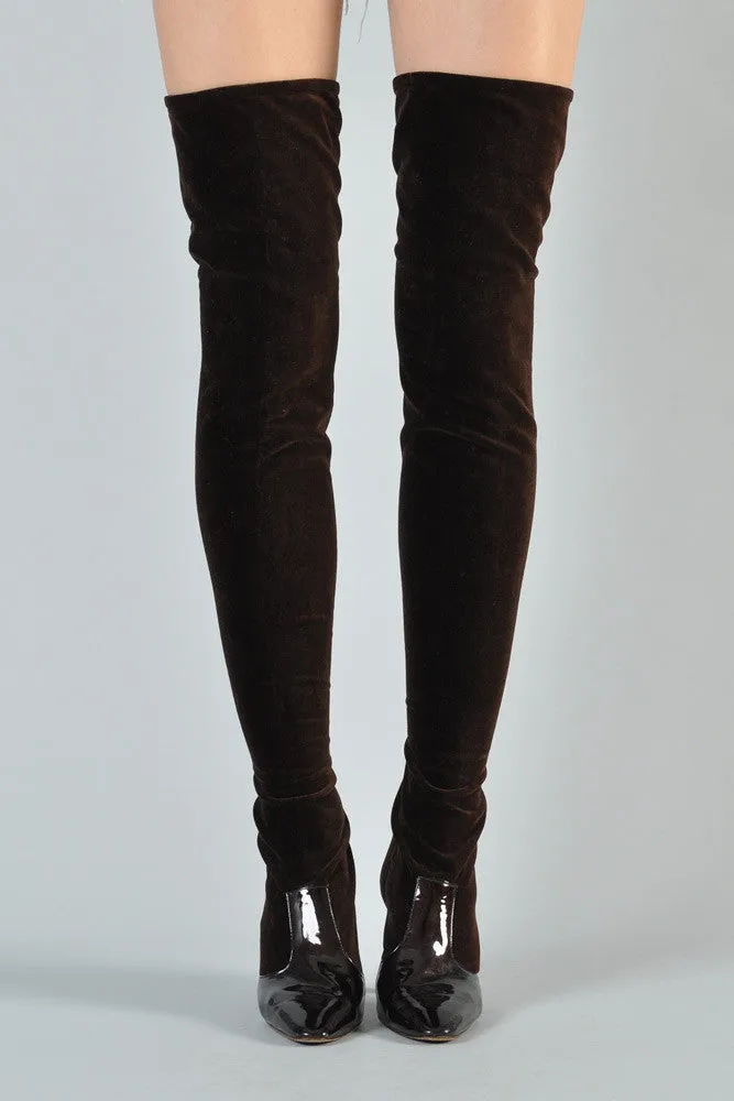Valentino Velvet Stretch Thigh-High Boots