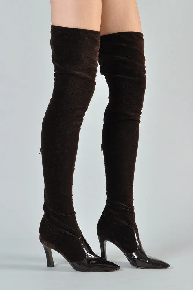 Valentino Velvet Stretch Thigh-High Boots
