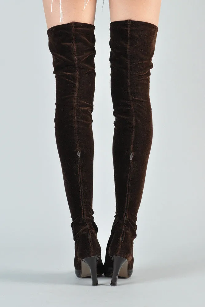 Valentino Velvet Stretch Thigh-High Boots