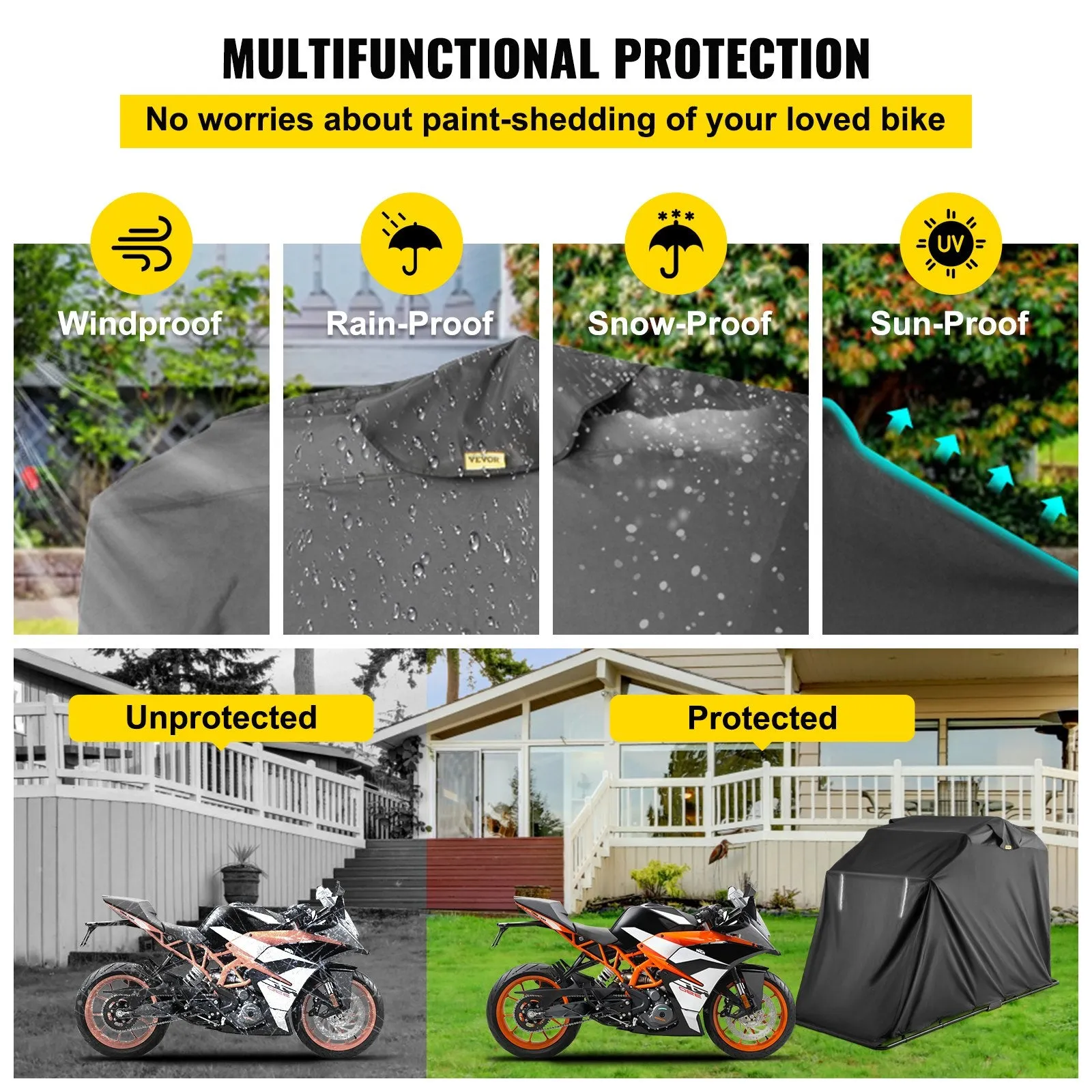 Vevor Motorcycle Shelter Retractable Heavy Duty Storage Cover Waterproof New