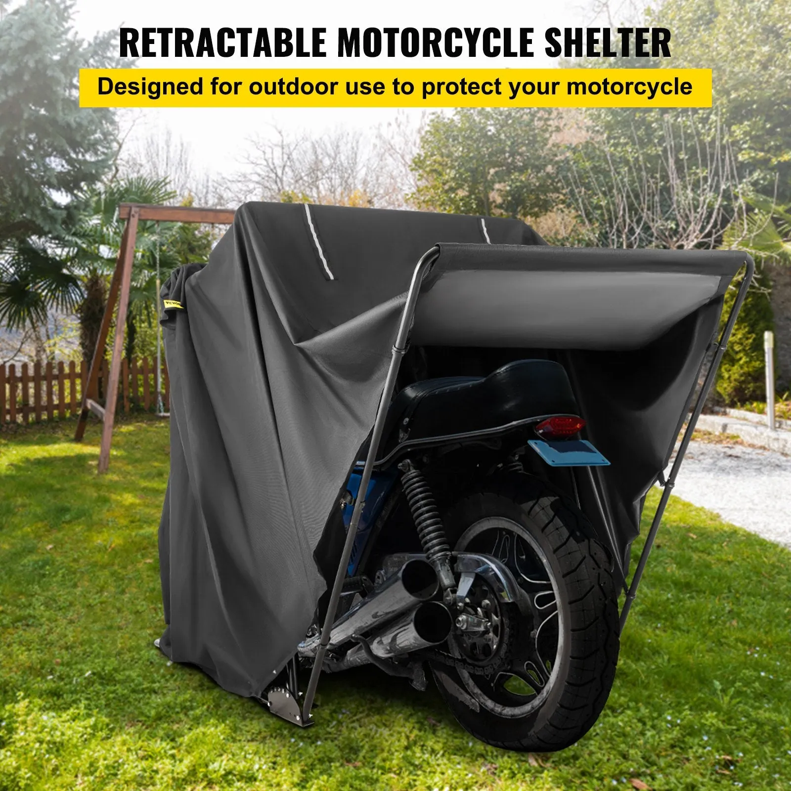Vevor Motorcycle Shelter Retractable Heavy Duty Storage Cover Waterproof New