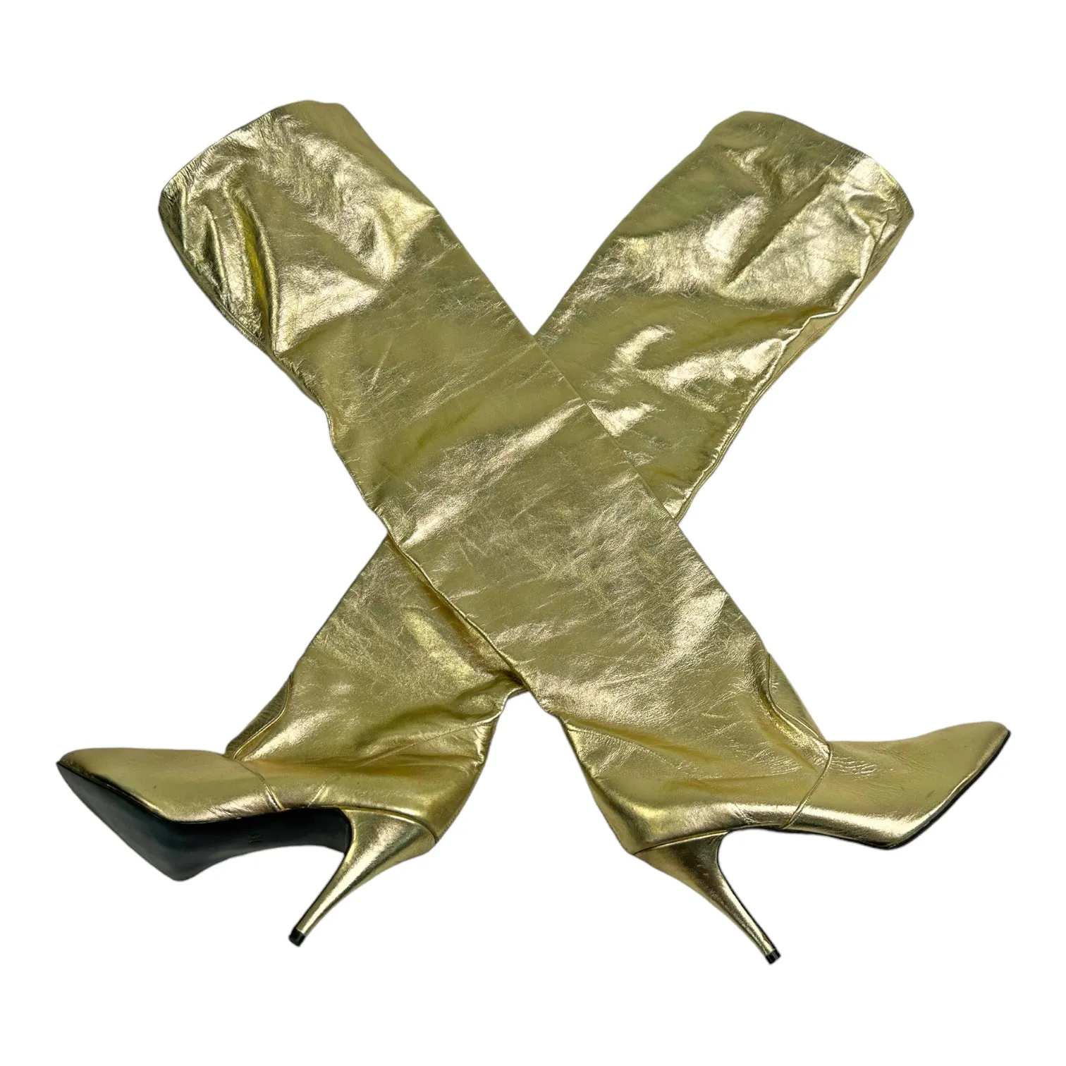 Vintage Gold Thigh High Boots (Size 10)