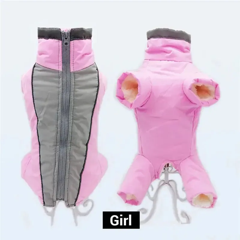 Waterproof Winter Dog Overalls with Reflective Design