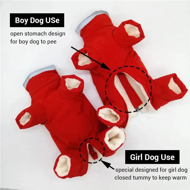 Waterproof Winter Dog Overalls with Reflective Design
