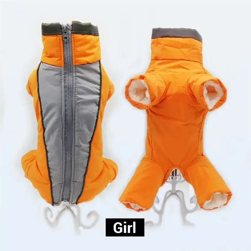 Waterproof Winter Dog Overalls with Reflective Design