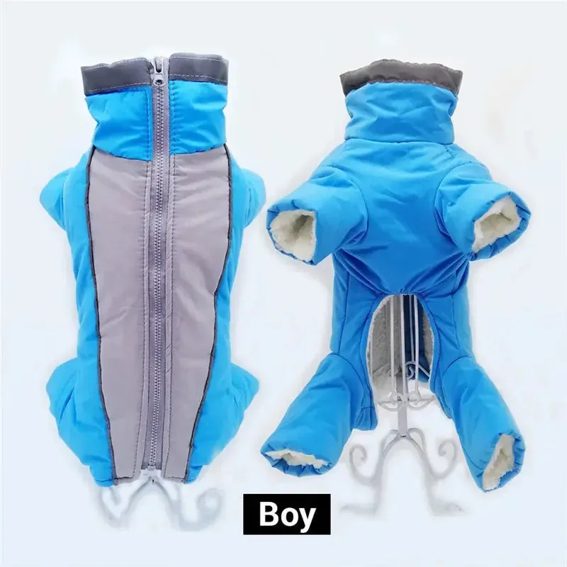 Waterproof Winter Dog Overalls with Reflective Design