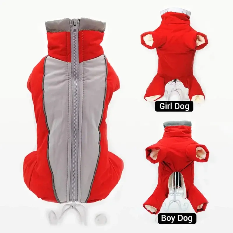 Waterproof Winter Dog Overalls with Reflective Design