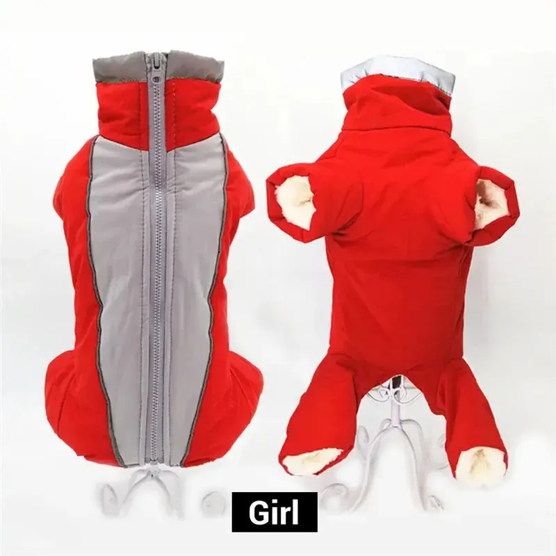 Waterproof Winter Dog Overalls with Reflective Design