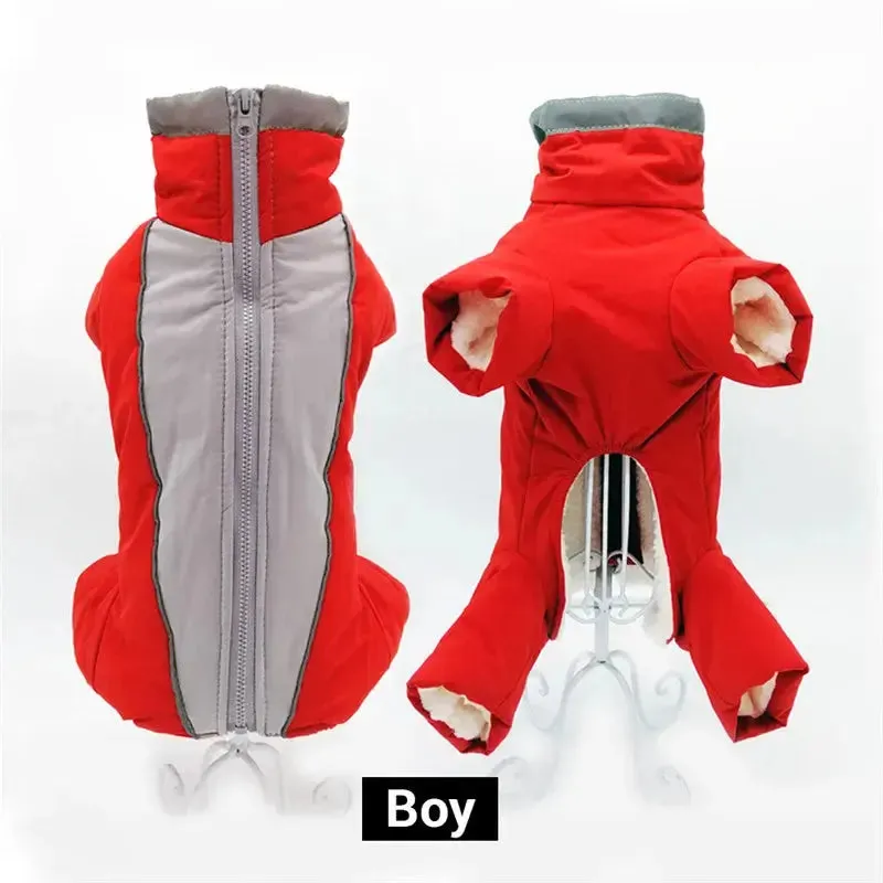 Waterproof Winter Dog Overalls with Reflective Design