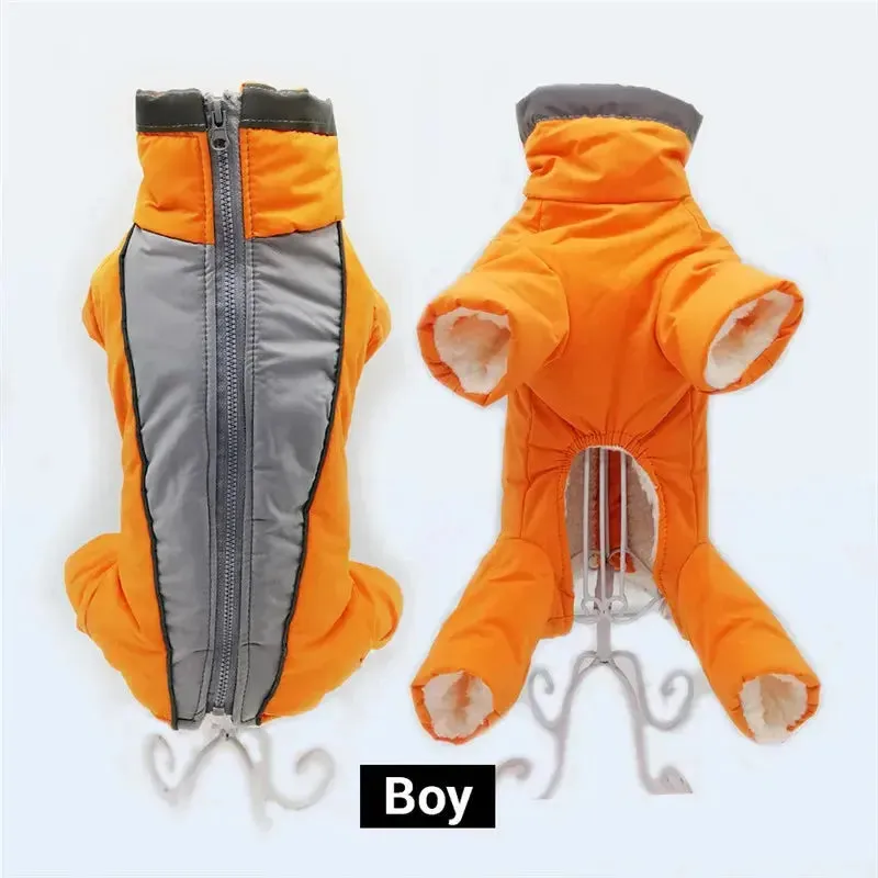 Waterproof Winter Dog Overalls with Reflective Design