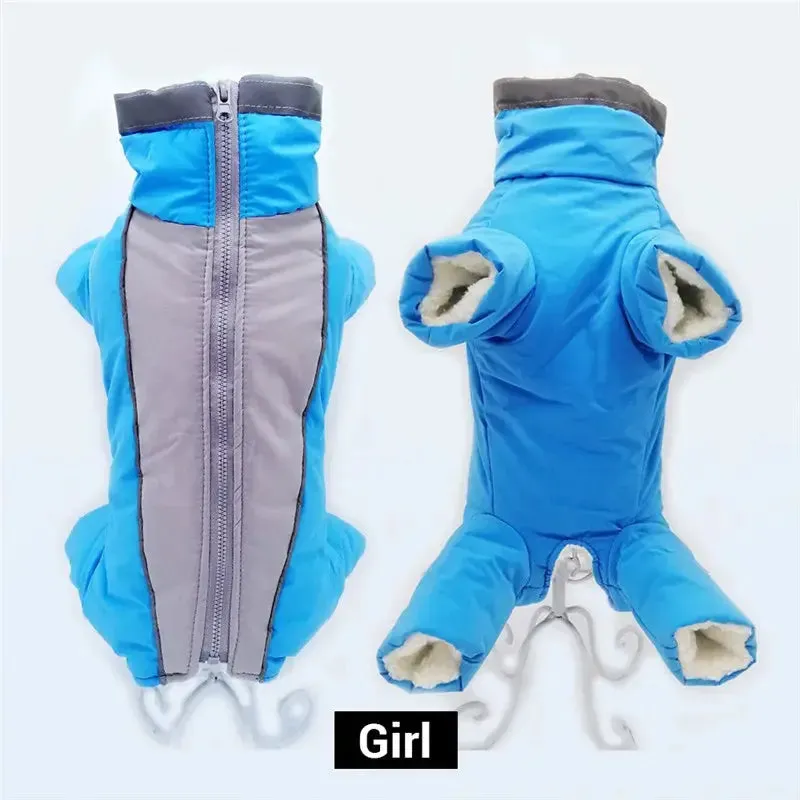 Waterproof Winter Dog Overalls with Reflective Design