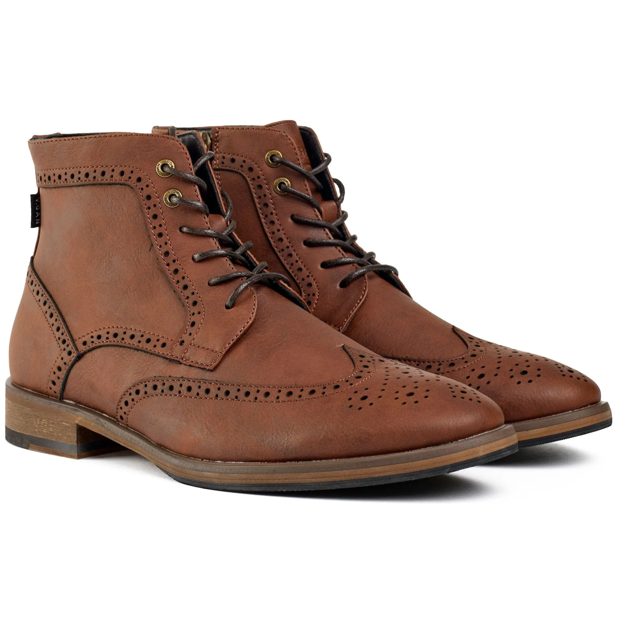 Wheat 2 Men's Vegan Leather Brogue Boots | Tan