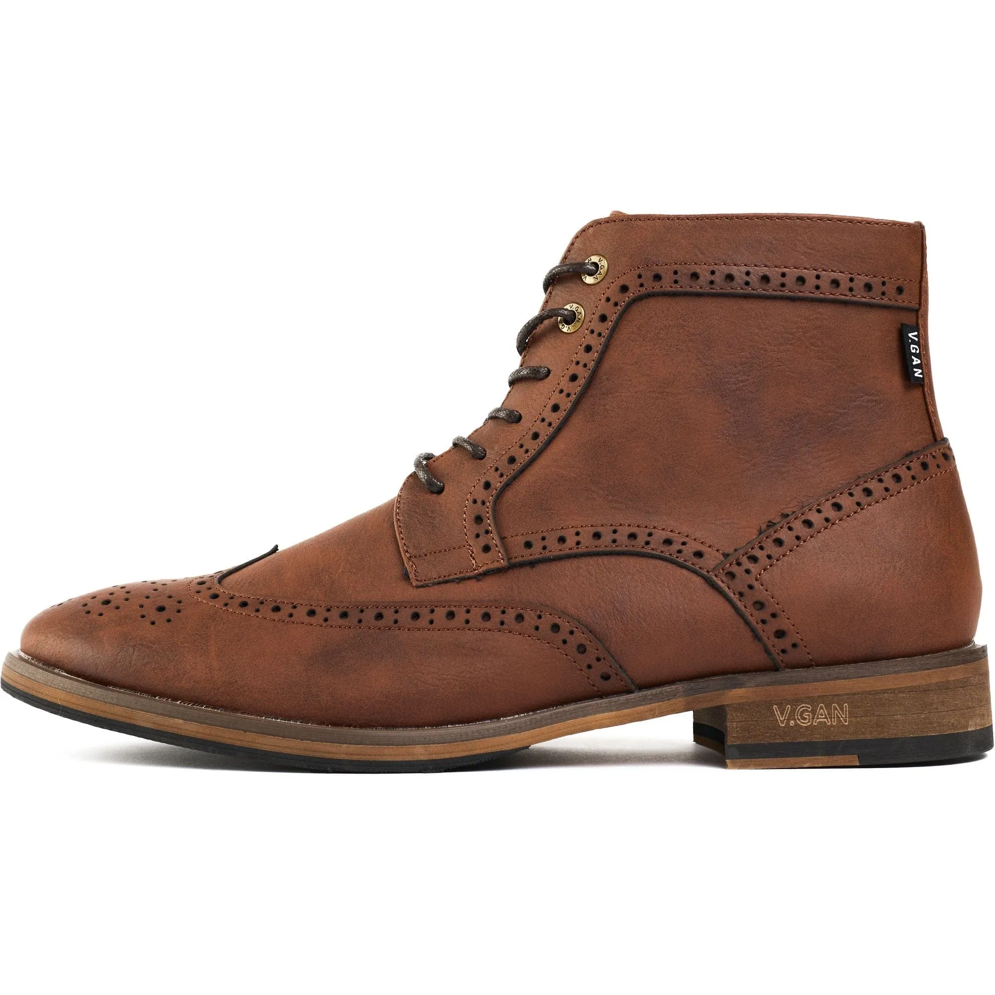 Wheat 2 Men's Vegan Leather Brogue Boots | Tan