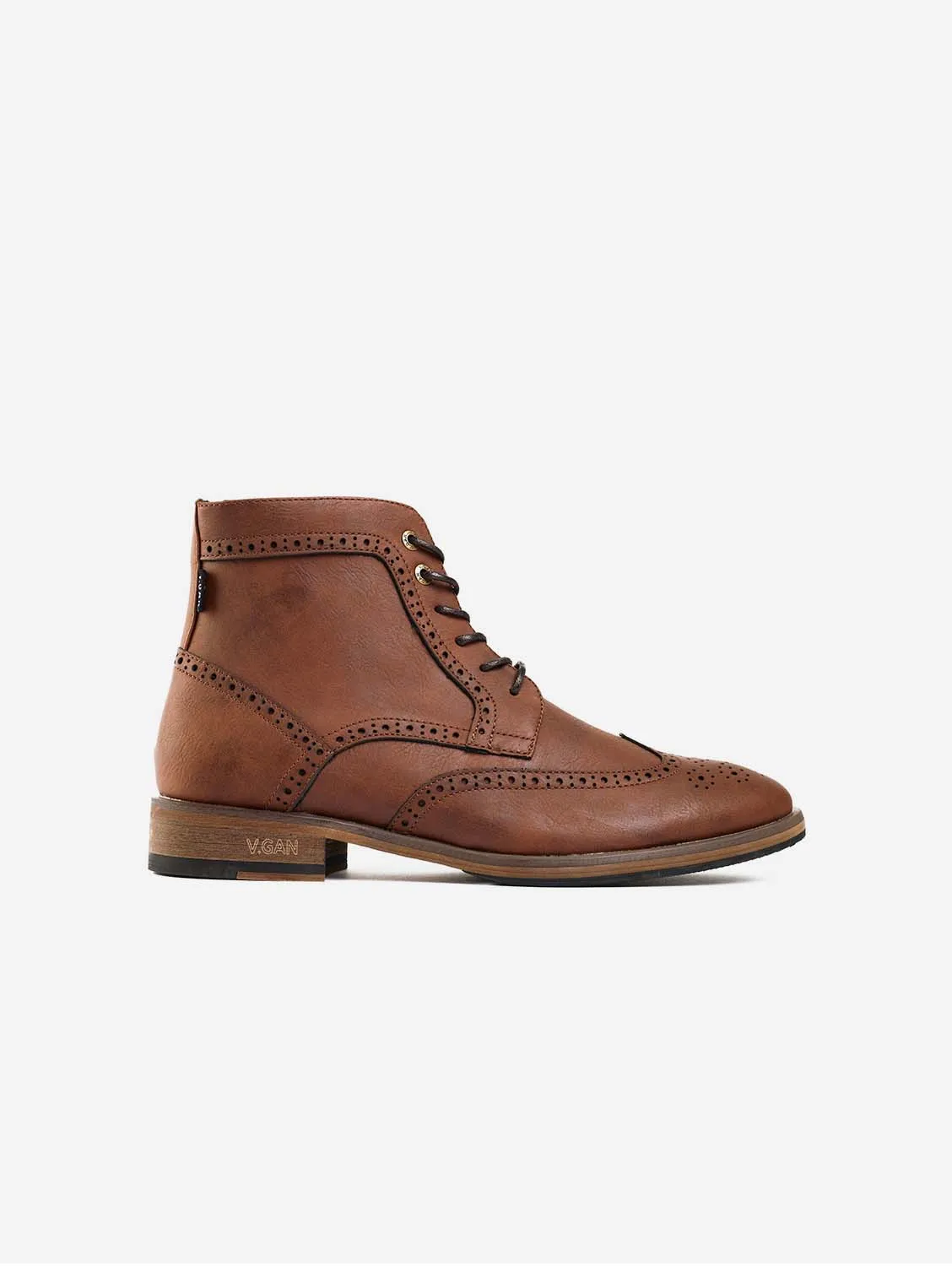 Wheat 2 Men's Vegan Leather Brogue Boots | Tan