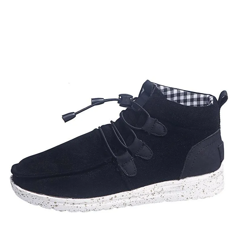Women elasitc band slip on low heel sneakers booties