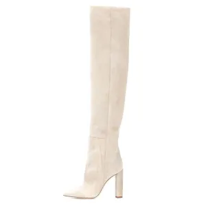 Women's Beige Suede Thigh High Boots
