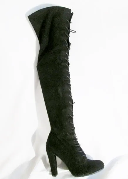 Womens FOREVER Thigh Stiletto Boots FETISH Party Victorian Witch BLACK 7.5 Kinky Tall