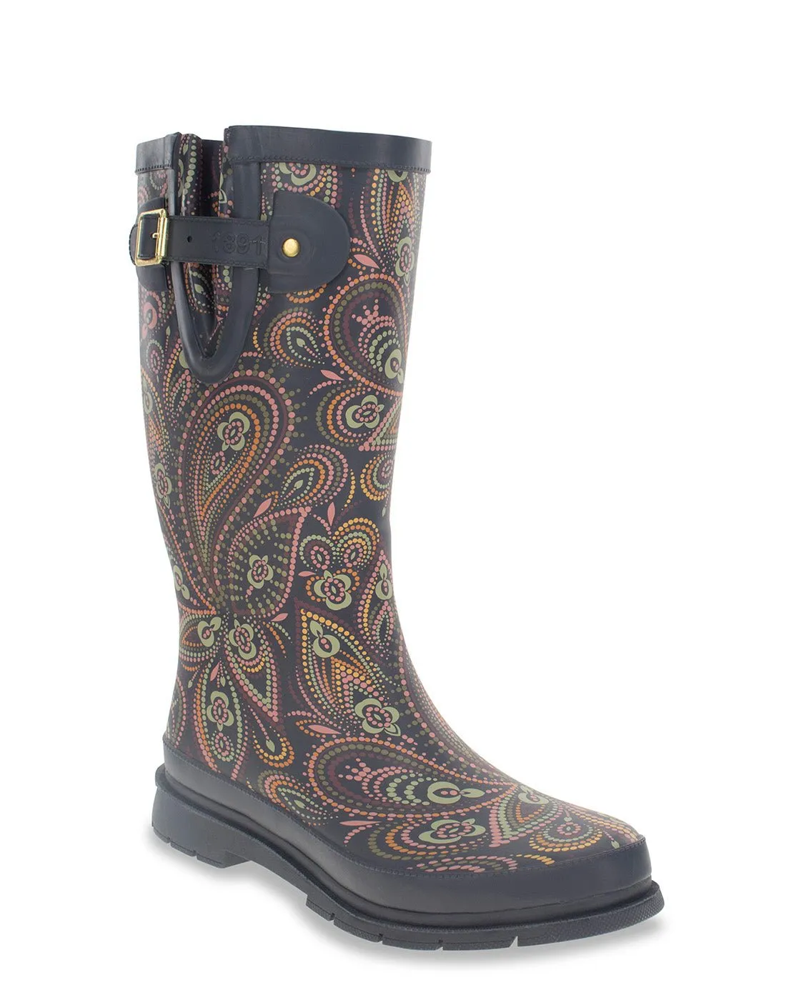 Women's Organic Paisley Tall Rain Boot - Charcoal