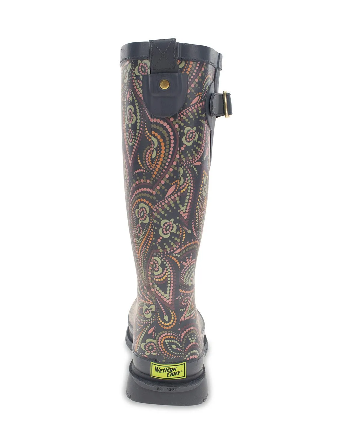 Women's Organic Paisley Tall Rain Boot - Charcoal