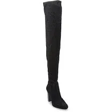 Womens STEVE MADDEN EUPHORIC High Heel Boots FETISH 8 BLACK GLITTER Vegan