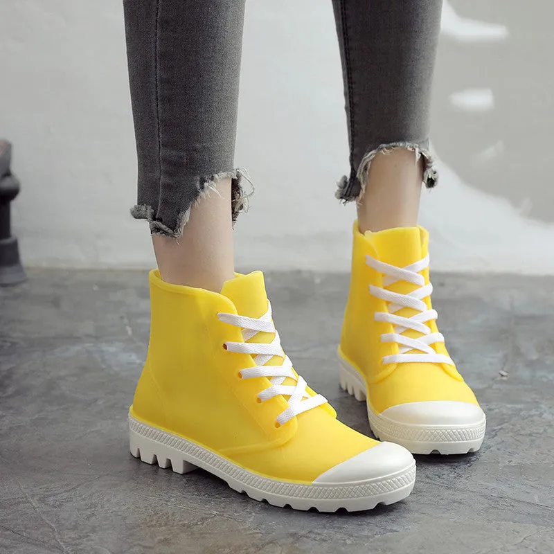Women's Waterproof Non-Slip Lace-Up Rain Boots