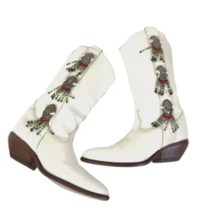 Zodiac White Cowboy Boots